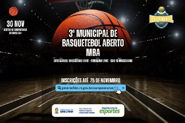 3º Municipal de Basquetebol Aberto promete agitar o esporte em Erechim