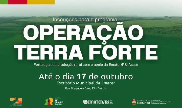 Últimos dias para inscrições no Programa Operação Terra Forte