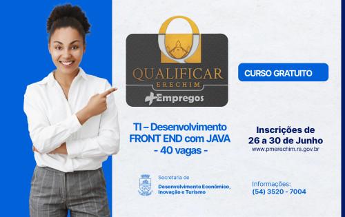 Inscrições abertas para curso TI - Desenvolvimento FRONT END com JAVA