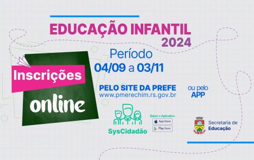 Inscrições para novos estudantes da educação infantil 2024 a partir da próxima segunda-feira