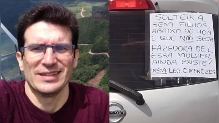 Gaúcho põe aviso em seu carro em busca da 