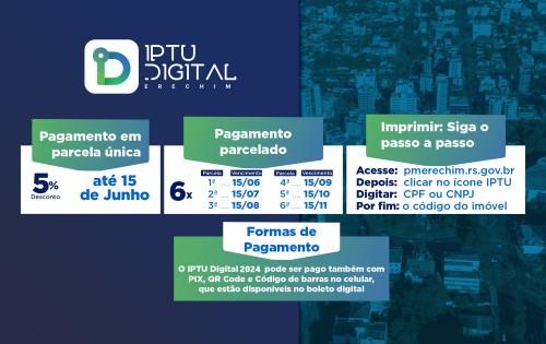 Está disponível aos contribuintes o IPTU Digital 2024