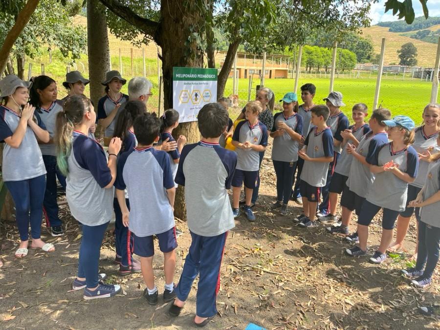 Alunos colaboram na expansão do Meliponário da Escola Municipal Jaguaretê