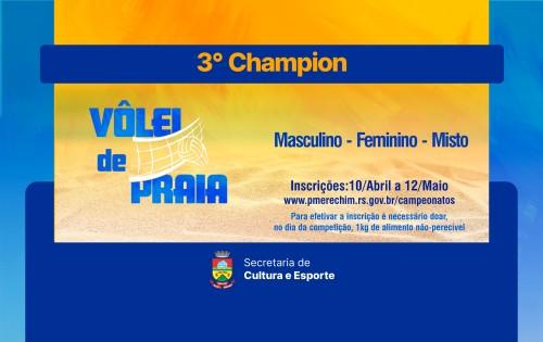 Estão disponíveis as inscrições para o 3º Champion de Vôlei de Praia