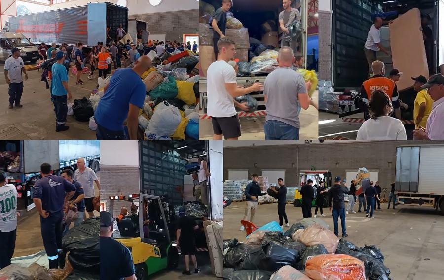 25 caminhões de doações de Erechim são enviados para 10 cidades diferentes