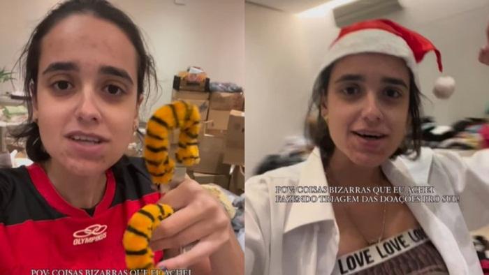 Voluntária encontra algemas de sex shop durante triagem de doações para o RS