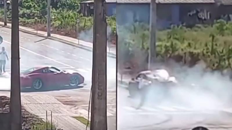 Homem bate Porsche enquanto dava 