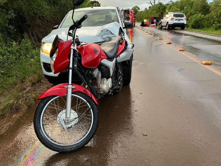 Motociclista fica ferido em grave acidente na RS-475, em Getúlio Vargas