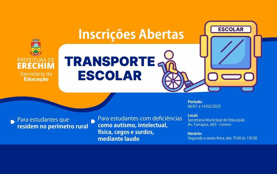 Abertas as inscrições para o Transporte Escolar de estudantes do interior e com deficiências