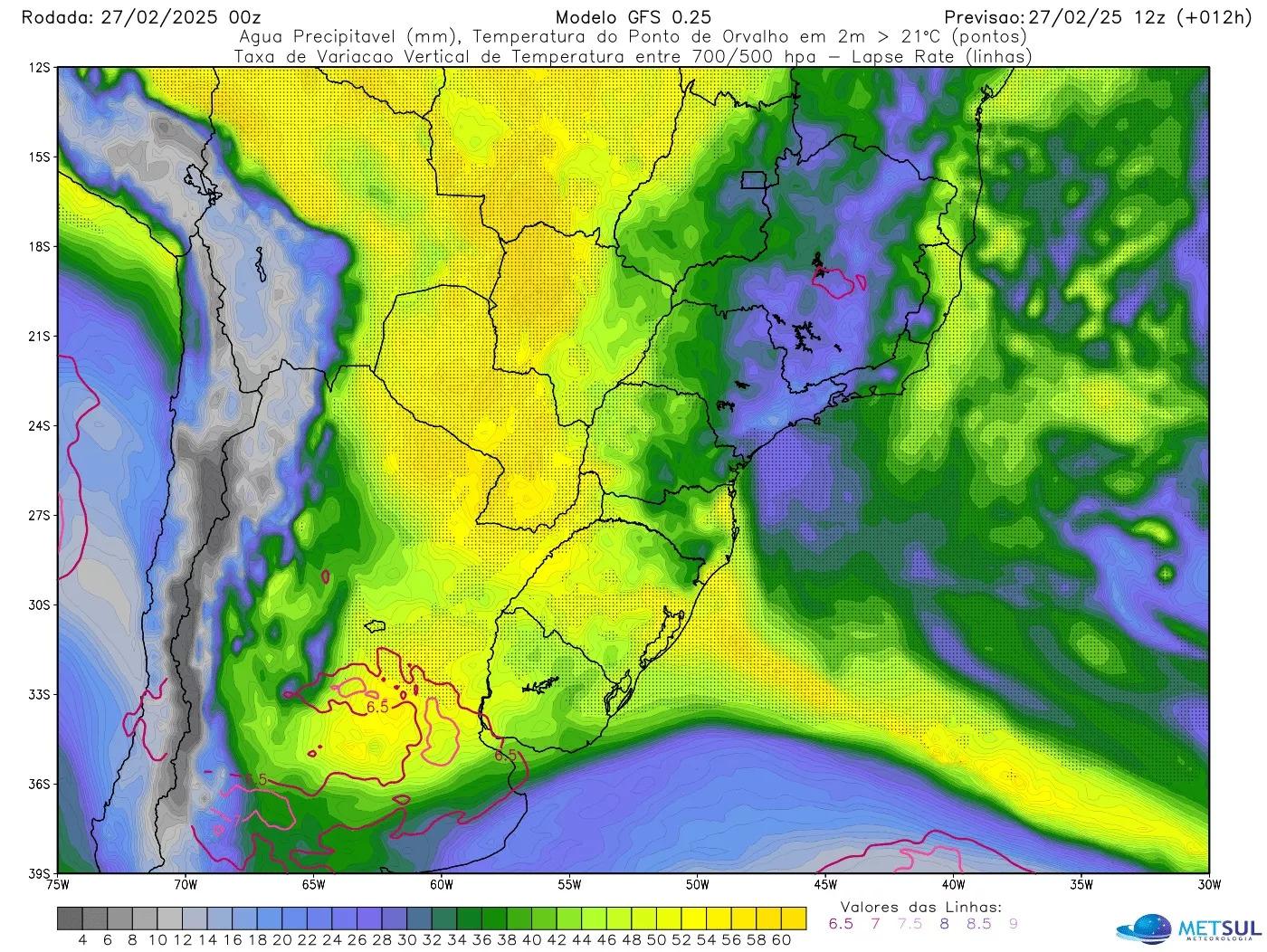 Rio atmosférico pode causar chuva intensa no Sul do Brasil