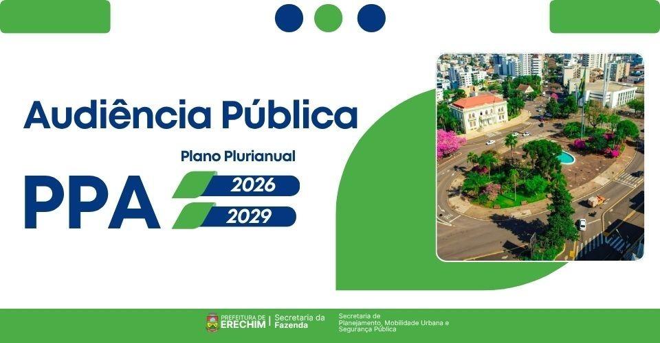 Audiência Pública sobre o PPA 2026-2029 está marcada para esta quinta-feira
