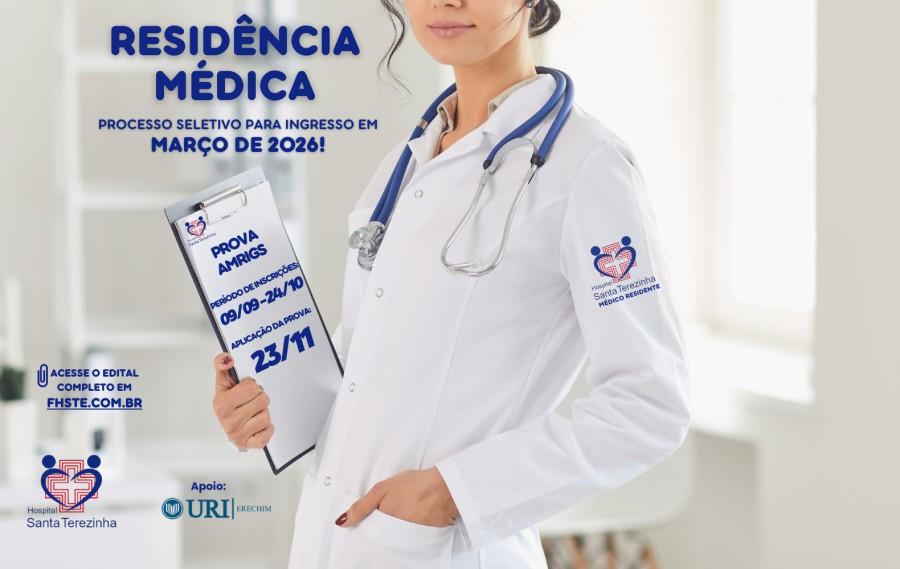 Hospital Santa Terezinha abre inscrições para Residência Médica com ingresso em 2026