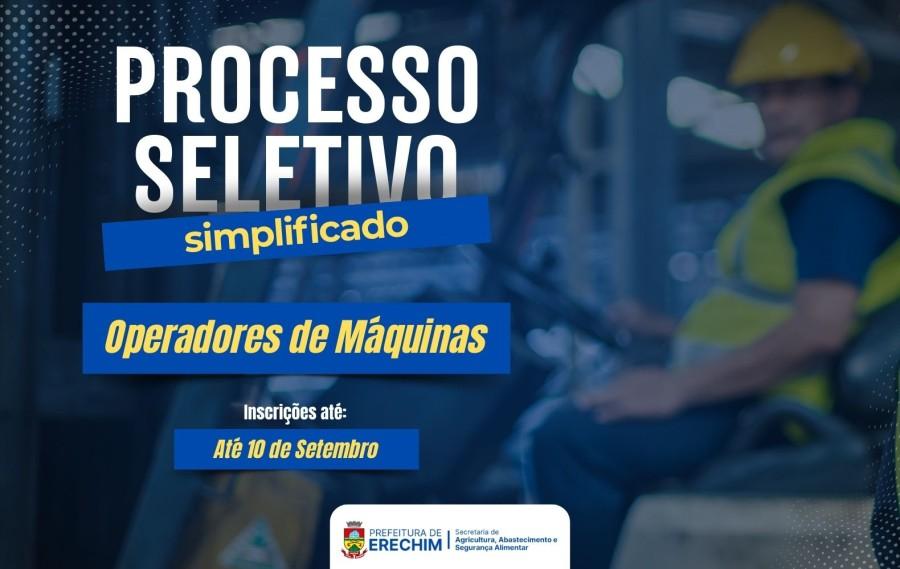 Prefeitura de Erechim abre processo seletivo para operadores de máquinas