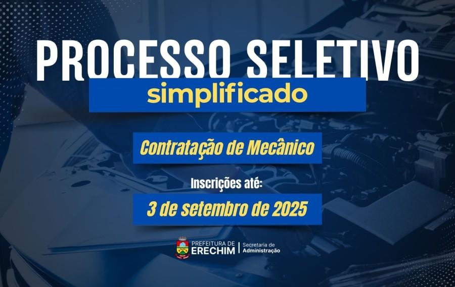 Prefeitura de Erechim abre seleção para contratação de mecânicos