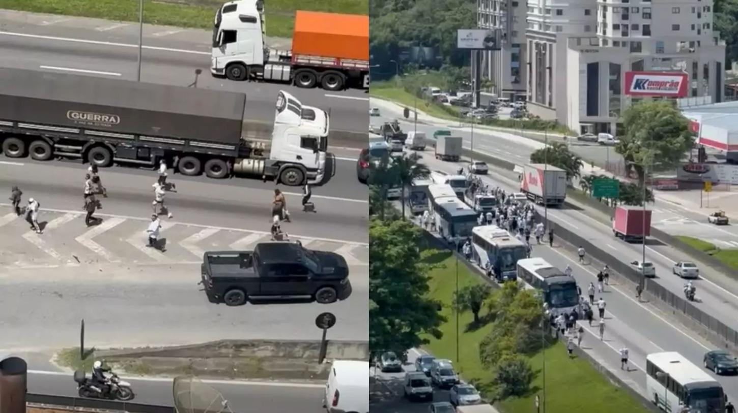 Briga entre torcidas organizadas provoca fechamento da BR-101 em Itapema