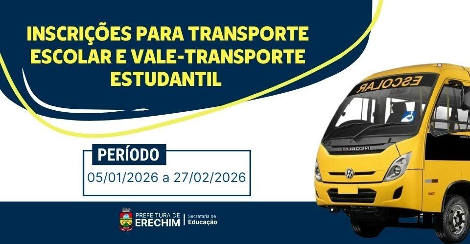 Abertas as inscrições para transporte escolar e vale-transporte estudantil