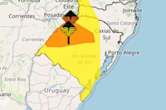 Quarta-feira no RS terá risco de temporais e altas temperaturas