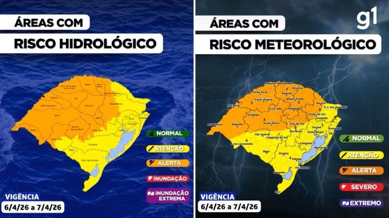 RS pode ter inundações e temporais com a passagem de ciclone extratropical no litoral